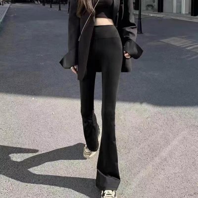 高腰鲨鱼裤微喇紧身带口袋喇叭裤收腹束腰芭比裤女夏季薄款打底裤图5