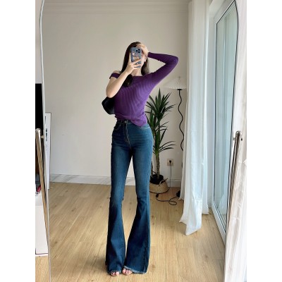 韩系微喇牛仔裤女2024秋季新款高腰显瘦毛边裤脚弹力牛仔喇叭裤子图3
