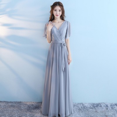 伴娘服姐妹服新款显瘦姐妹服闺蜜装无袖深V领伴娘礼服女批发图3