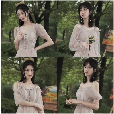 伴娘服仙气质新款夏季显瘦遮肉姐妹裙伴娘团闺蜜晚礼服长款图2