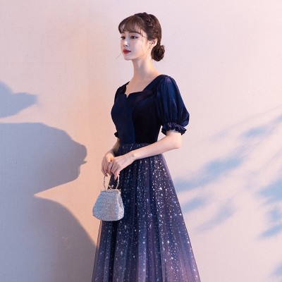 晚礼服女2024新款星空气质仙气宴会礼服大合唱团主持人演出服批发图3