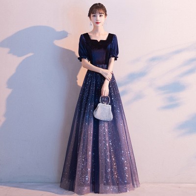 晚礼服女2024新款星空气质仙气宴会礼服大合唱团主持人演出服批发图1