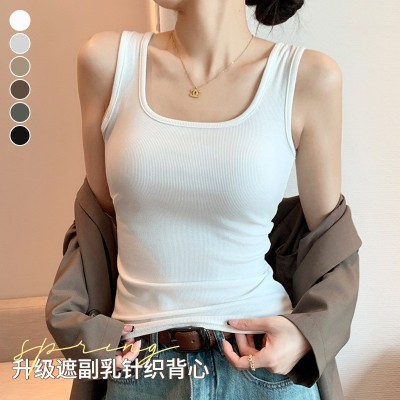 2024春夏新款宽肩背心女大U领抖音爆款打底内搭小背心女无袖坎肩图3