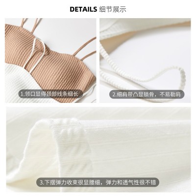 夏季吊带带胸垫一体杯女西装内搭打底无痕小背心外穿美背裹胸抹胸图2