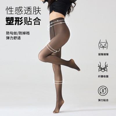 跨境欧美黑丝光腿神器亚马逊80克黑透肤连裤弹力性感裤袜外贸批发图5