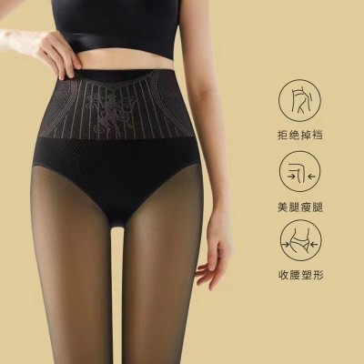 抖音爆款花仙子黑丝透肤水光袜收腹提臀加绒光腿神器女士外穿袜裤图5