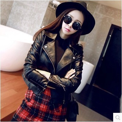 小皮衣女短款外套2023新款春秋季韩版潮流百搭机车服修身pu皮夹克图5