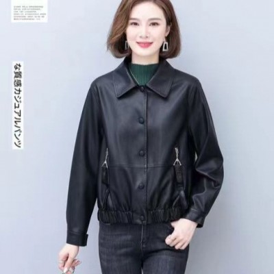 水洗皮新款女式皮衣潮流机车服女式皮短款上衣外套炸街外套女批发图5