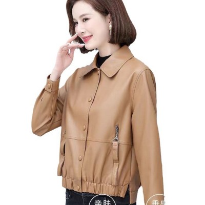 水洗皮新款女式皮衣潮流机车服女式皮短款上衣外套炸街外套女批发