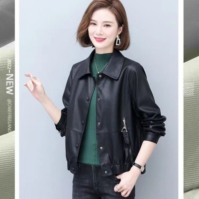 水洗皮新款女式皮衣潮流机车服女式皮短款上衣外套炸街外套女批发图4