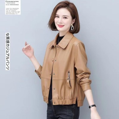 水洗皮新款女式皮衣潮流机车服女式皮短款上衣外套炸街外套女批发图2