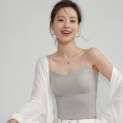 8851组合件短款百搭夏季显瘦紧身外穿打底美背自带胸垫薄款防走光图2