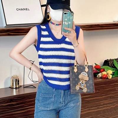 夏季V领条纹背心慵懒软糯设计感针织衫女外穿高级感打底上衣批发图4
