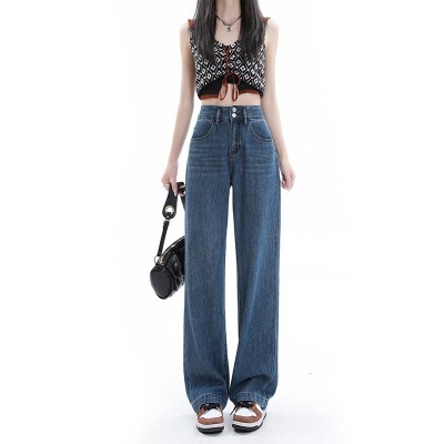 HEY+JEANS窄版天丝牛仔阔腿裤女夏季新款高腰显瘦垂感薄款拖地裤图2