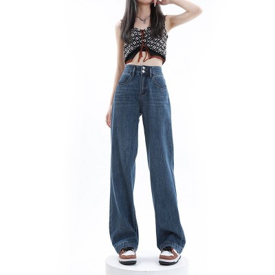 HEY+JEANS窄版天丝牛仔阔腿裤女夏季新款高腰显瘦垂感薄款拖地裤图3