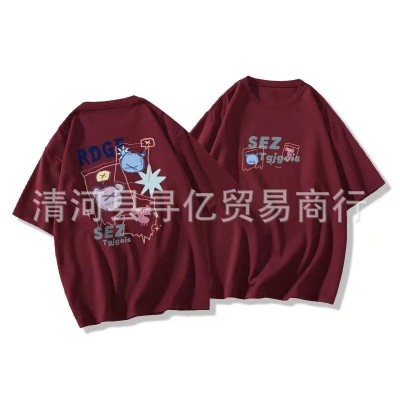 落肩重磅纯棉宽松短袖正肩T恤女半袖2024夏季新款大版oversize图2