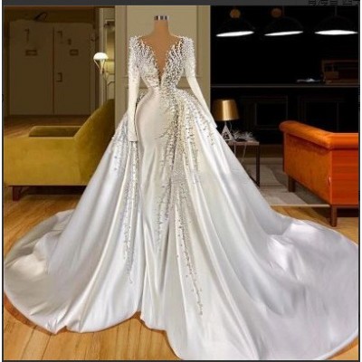 新款婚纱礼服优雅抹胸大蓬蓬裙拖尾婚纱独唱表演wedding dress图5