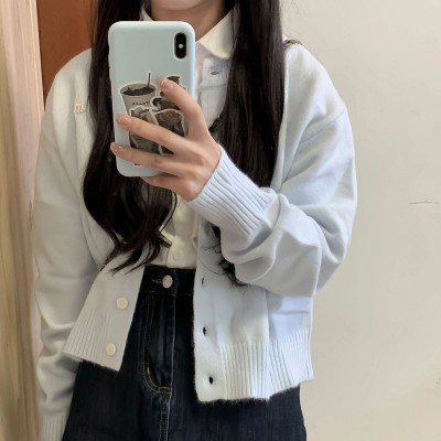 软糯慵懒毛衣韩系浅蓝色休闲外套女2024新款爆款春秋长袖针织开衫图4