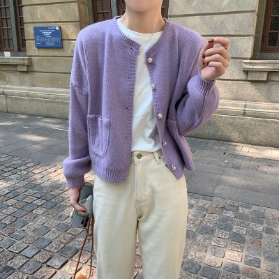 秋冬季新款慵懒宽松长袖针织开衫女温柔风软糯洋气毛衣短外套上衣图4