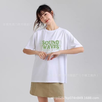 夏季新款高级感黑白色纯棉女装短袖t恤女纯棉美式宽松纯欲风ins潮图4