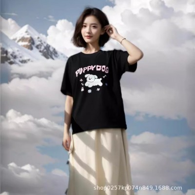 夏季爆款纯棉短袖女t恤夏季2024新款ins潮牌上衣服休闲宽松百搭潮图3