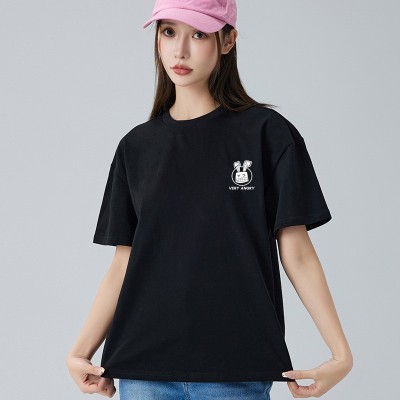 夏季白色纯棉落肩女t恤短袖韩版圆领宽松半袖胖mm显瘦大码女装图3