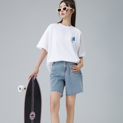 夏季白色纯棉落肩女t恤短袖韩版圆领宽松半袖胖mm显瘦大码女装图4