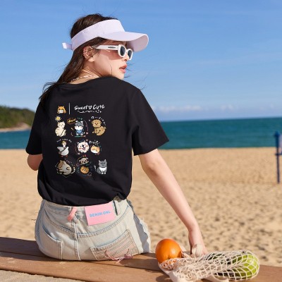 一件代发女装短袖T恤2024夏季新款小清新打底衫透气圆领半袖上衣图4