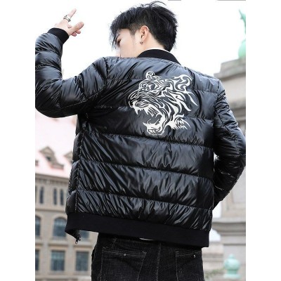 新款潮牌棒球领羽绒服冬季韩版加厚保暖衣亮面衣修身显瘦学生图2