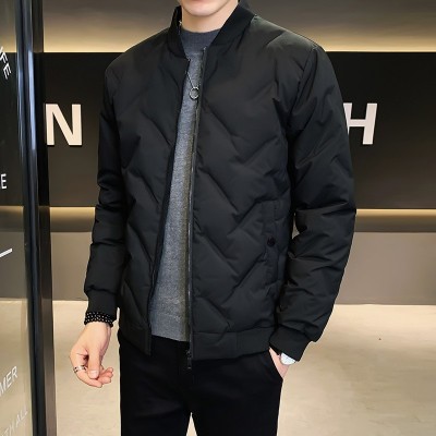 秋冬季新款棒球服男士立领羽绒服青少年休闲纯色加厚外套男装图4