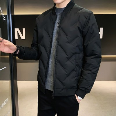 秋冬季新款棒球服男士立领羽绒服青少年休闲纯色加厚外套男装图2
