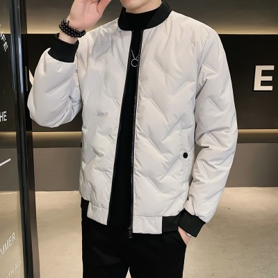 秋冬季新款棒球服男士立领羽绒服青少年休闲纯色加厚外套男装图5