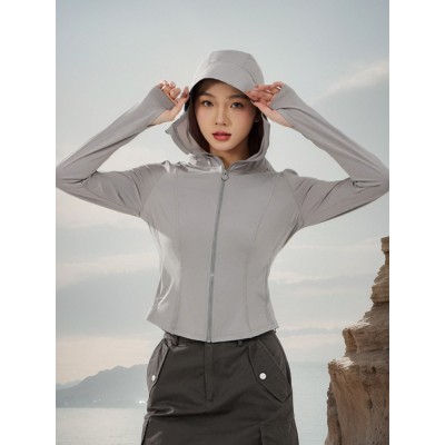 修身防晒衣女新款防紫外线冰丝防晒服凉感短款防晒外套图5