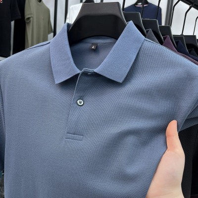100丝光精梳棉男士翻领Polo衫短袖高级感夏季高端男装半袖t恤衣服图4