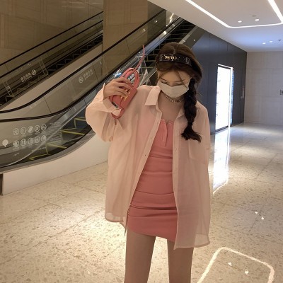 初夏新款韩版时尚气质轻熟防晒衣百搭宽松显瘦薄款微透长袖衬衫女图2