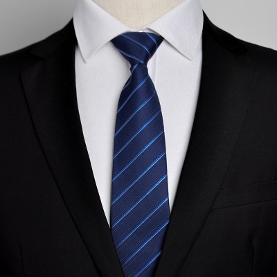懒人拉链领带男士正装商务职业易拉得8c西装蓝色新郎结婚现货批发图3