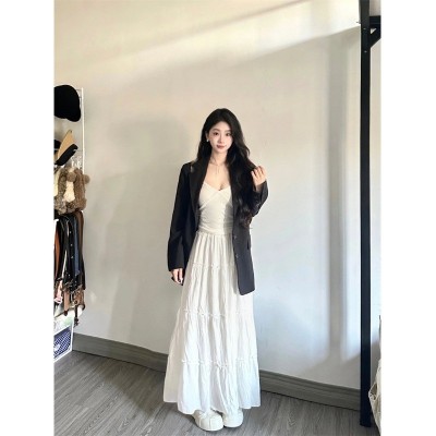 白色bm半身裙女早春新款蛋糕裙子温柔半裙小个子a字裙长裙图3