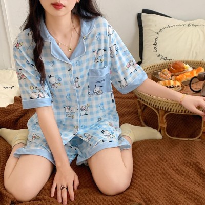 【仿棉】236 夏季新款睡衣女短袖甜美可爱少女睡衣家居服开衫卡通图4