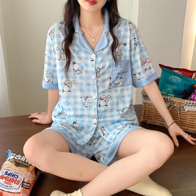 【仿棉】236 夏季新款睡衣女短袖甜美可爱少女睡衣家居服开衫卡通图5