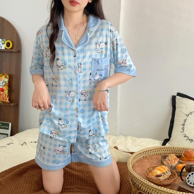 【仿棉】236 夏季新款睡衣女短袖甜美可爱少女睡衣家居服开衫卡通图3