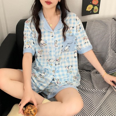 【仿棉】236 夏季新款睡衣女短袖甜美可爱少女睡衣家居服开衫卡通图2