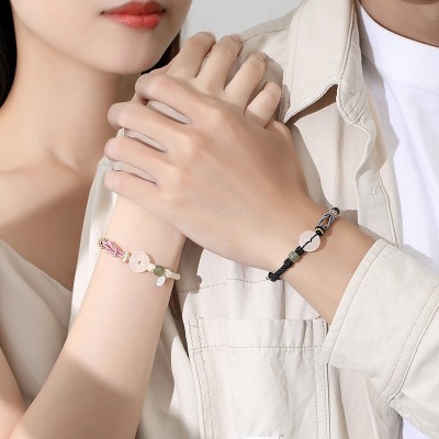 蒂奇亚原创实拍玉髓平安扣情侣手链小众设计山盟海誓编织手绳礼物图4