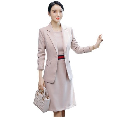 秋冬西装套裙刺绣LOGO职业装美容师空姐制服珠宝店酒店前台工作服图5
