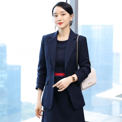 秋冬西装套裙刺绣LOGO职业装美容师空姐制服珠宝店酒店前台工作服图3