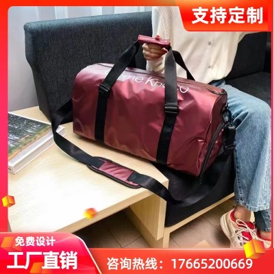 休闲女士瑜伽健身包 大容量旅行包 多功能单肩桶包 时尚简约运动图5