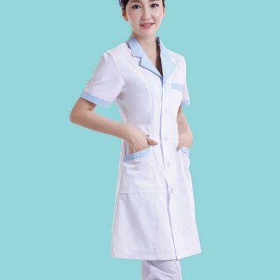 护士服 夏季短袖女长袖分体套装 圆领修身连衣裙 支持批发图3