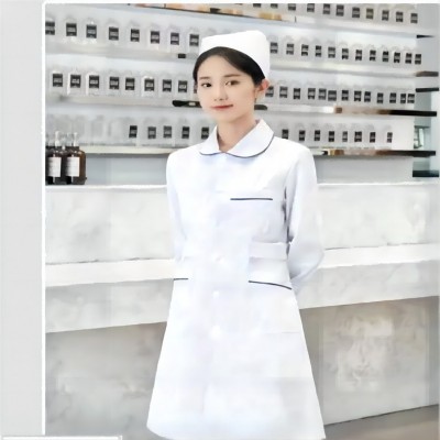男女款白大褂吸湿工作服 女护士服 所药店医生服定制图4