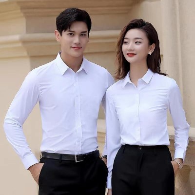涤棉细斜纹长袖衬衫职员男女同款工作服企业工装可定制图5
