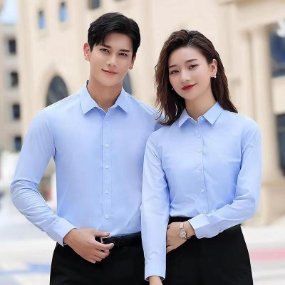 涤棉细斜纹长袖衬衫职员男女同款工作服企业工装可定制图4