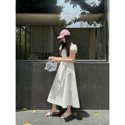 不退换十三行2024年连衣裙春夏女小个子挂脖带裙假两件连衣裙6918图5